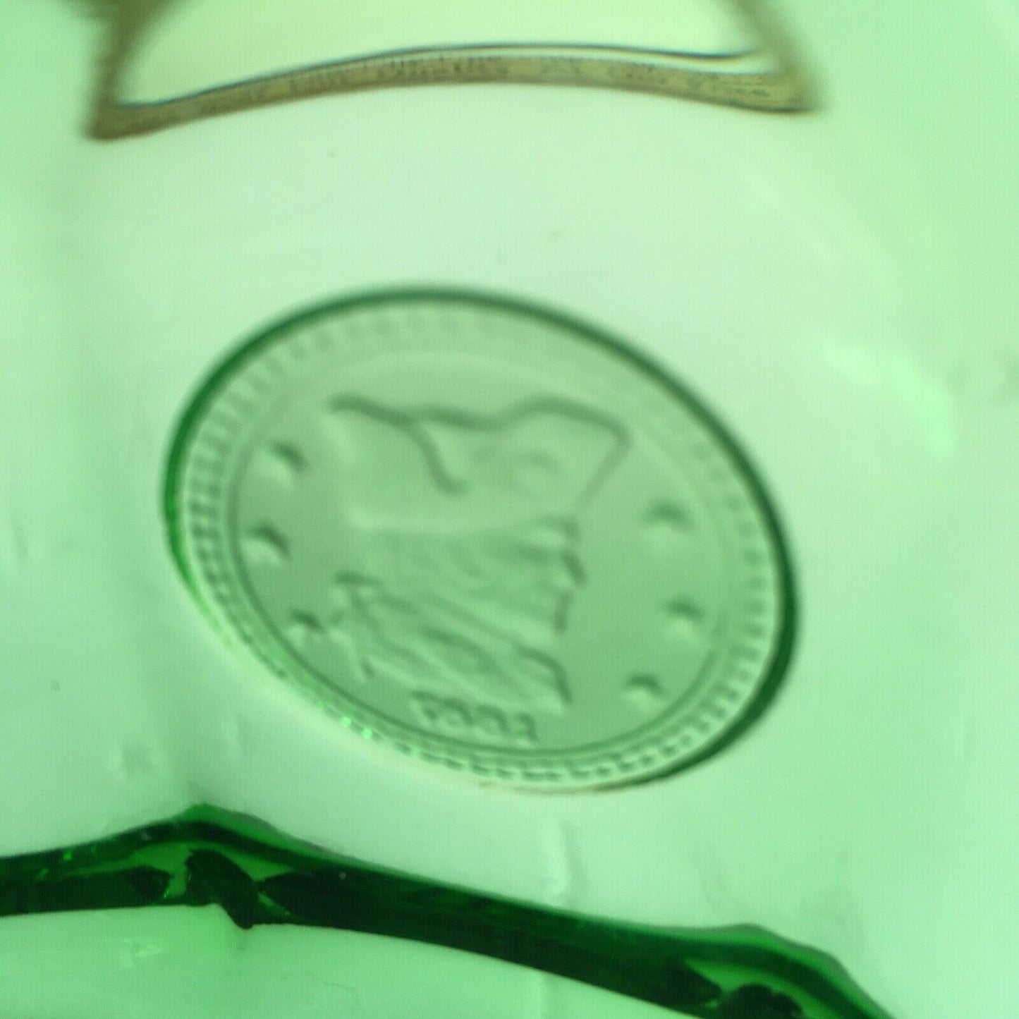 Fostoria Emerald Green Coin Pattern 7" Bowl Liberty Bell 1887 Patriot Profile 1960s USA