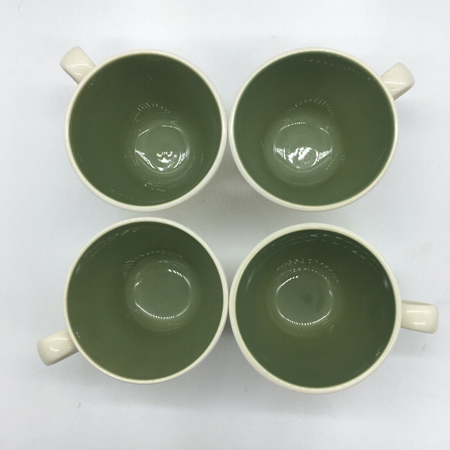 Taylor Smith & Taylor Cup & Saucer Set 4 Lemon Blossom Sage Green Interior VTG