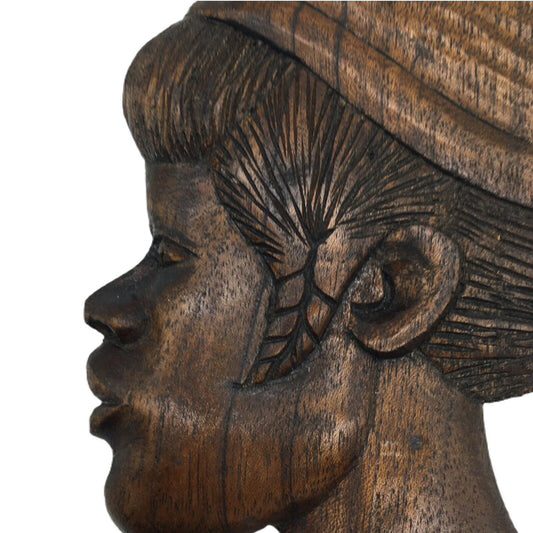 Original Artwork Hand Craved Detailed Wood Portrait Quality Mid Century Vintage